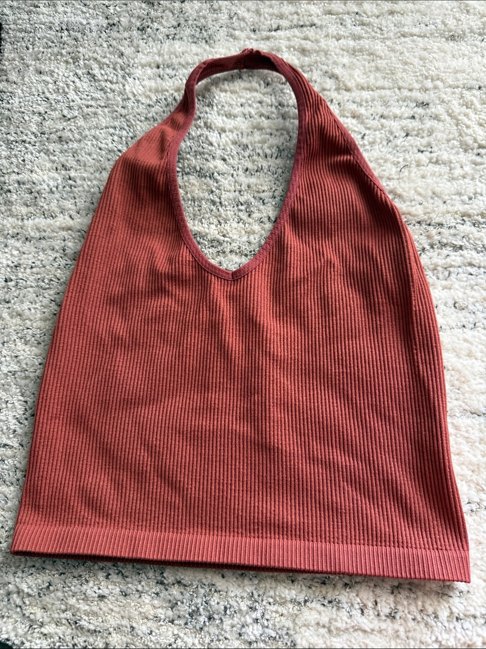 Urban Outfitters Ribbed Halter Tank in Rust